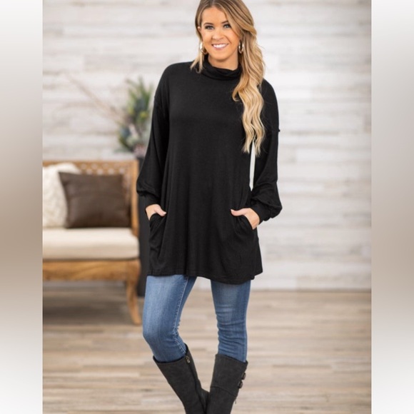 Cowl Neck Long Tunic Top - Picture 2 of 6
